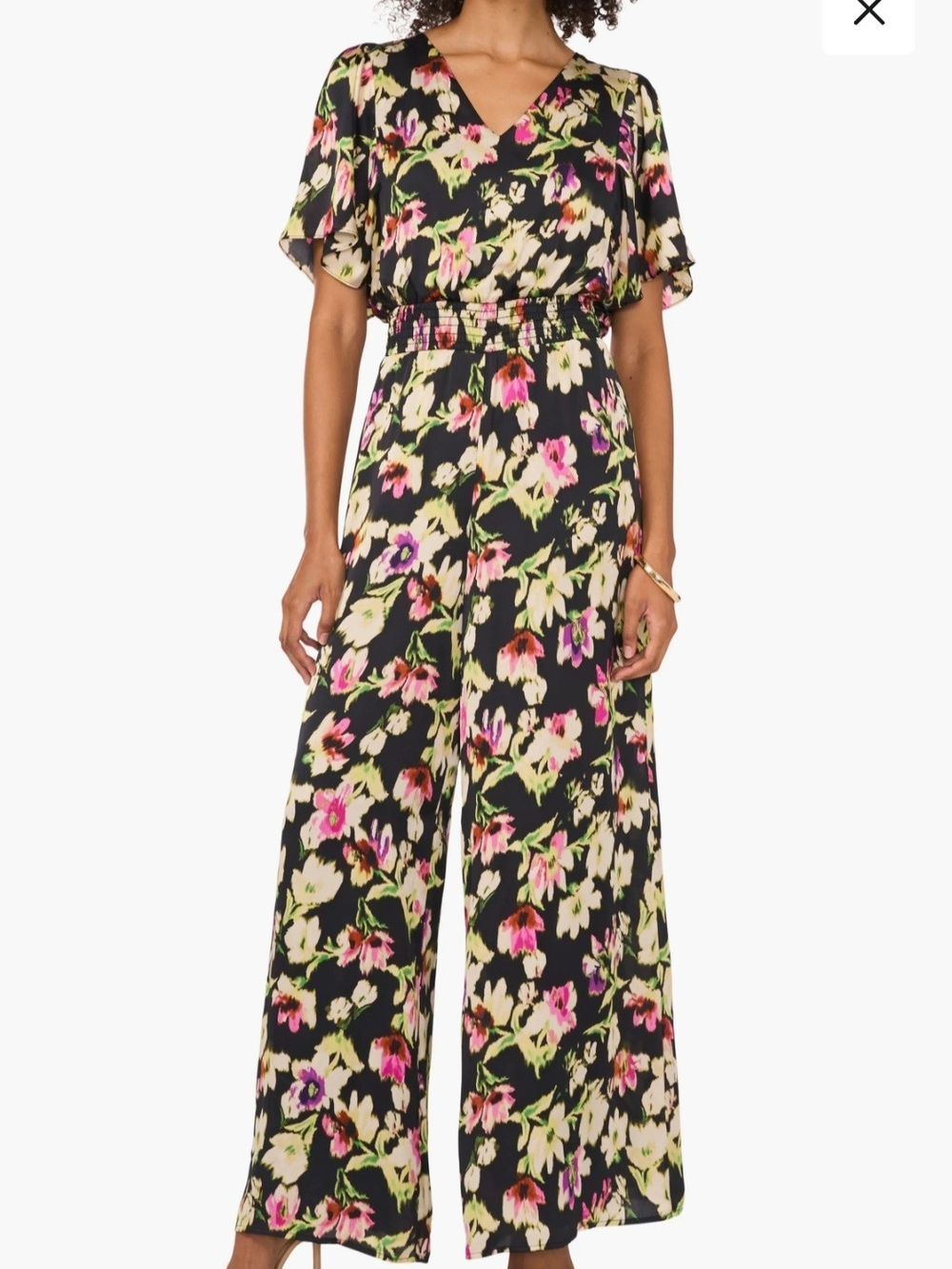 Vince Camuto  Floral Flutter Sleeve Wide-Leg Jumpsuit Size Small NWT
